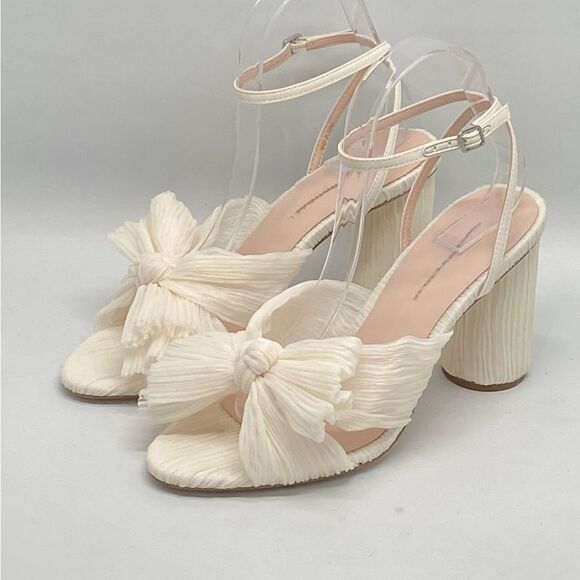Loeffler Randall Camellia Pearl Pleated Bow Heel Sandals size 8.5 - Picture 4 of 12